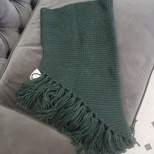 Cowlneck crochet fringed scarf